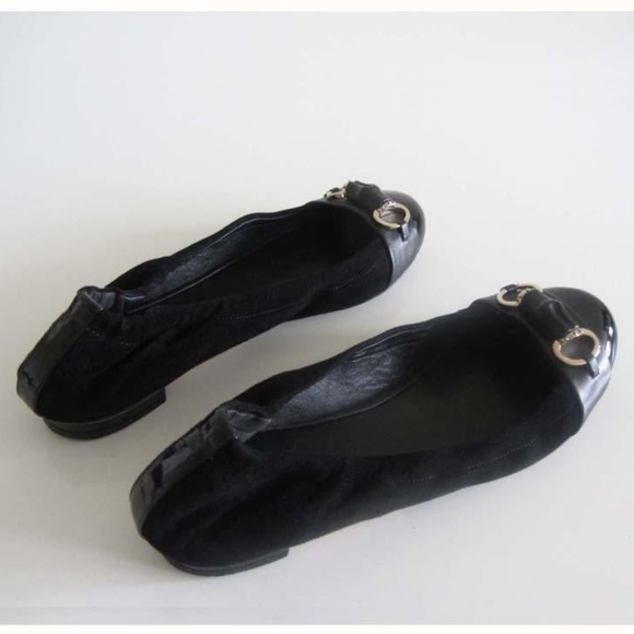 GUCCI Bamboo Horsebit blk patent/suede flats 37.5 - Picture 6 of 6